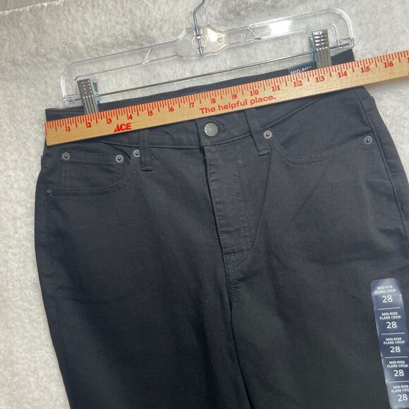J Crew Jeans Womens 28 Black Flare Crop All Day Stretch Dark Wash Mid Rise BT057 - Picture 4 of 11
